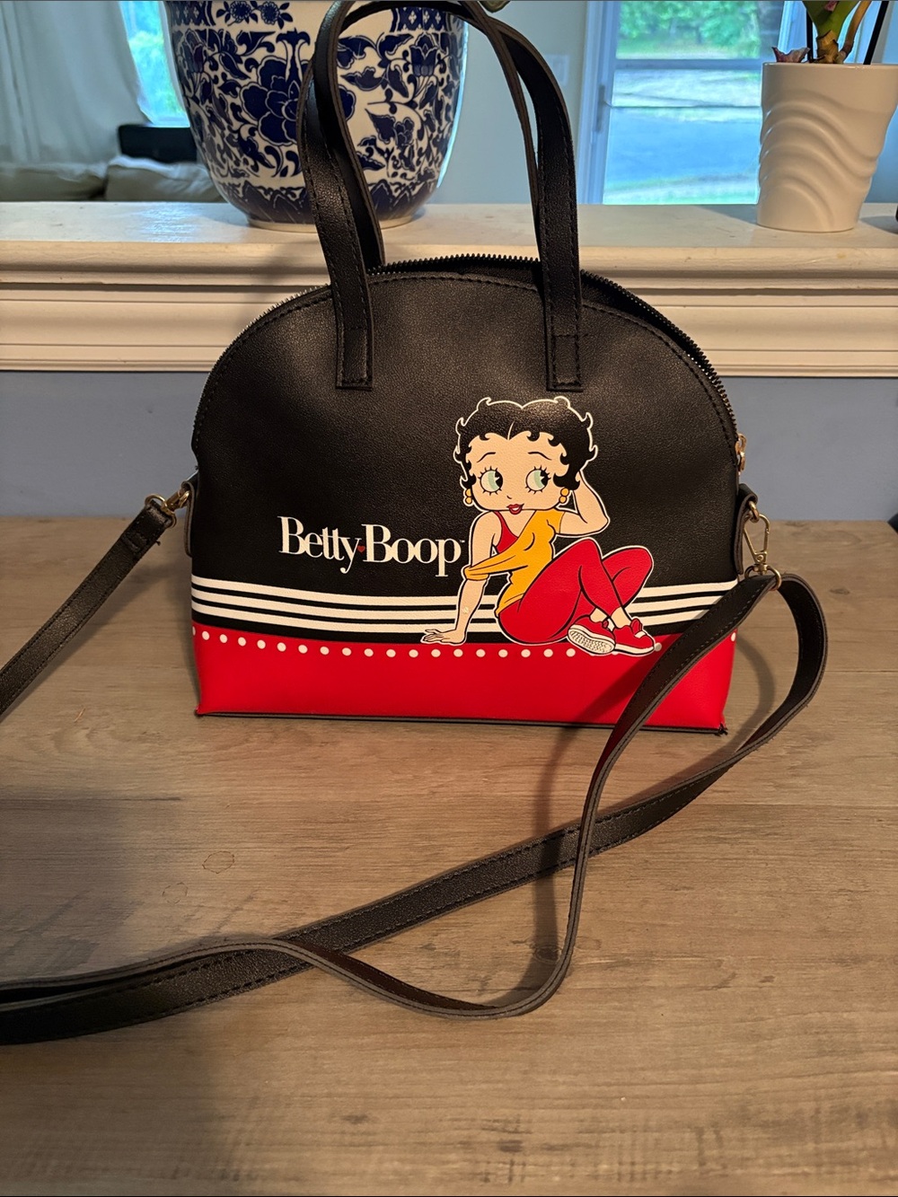 Betty Boop Black, Red & Yellow Dome Crossbody Bag